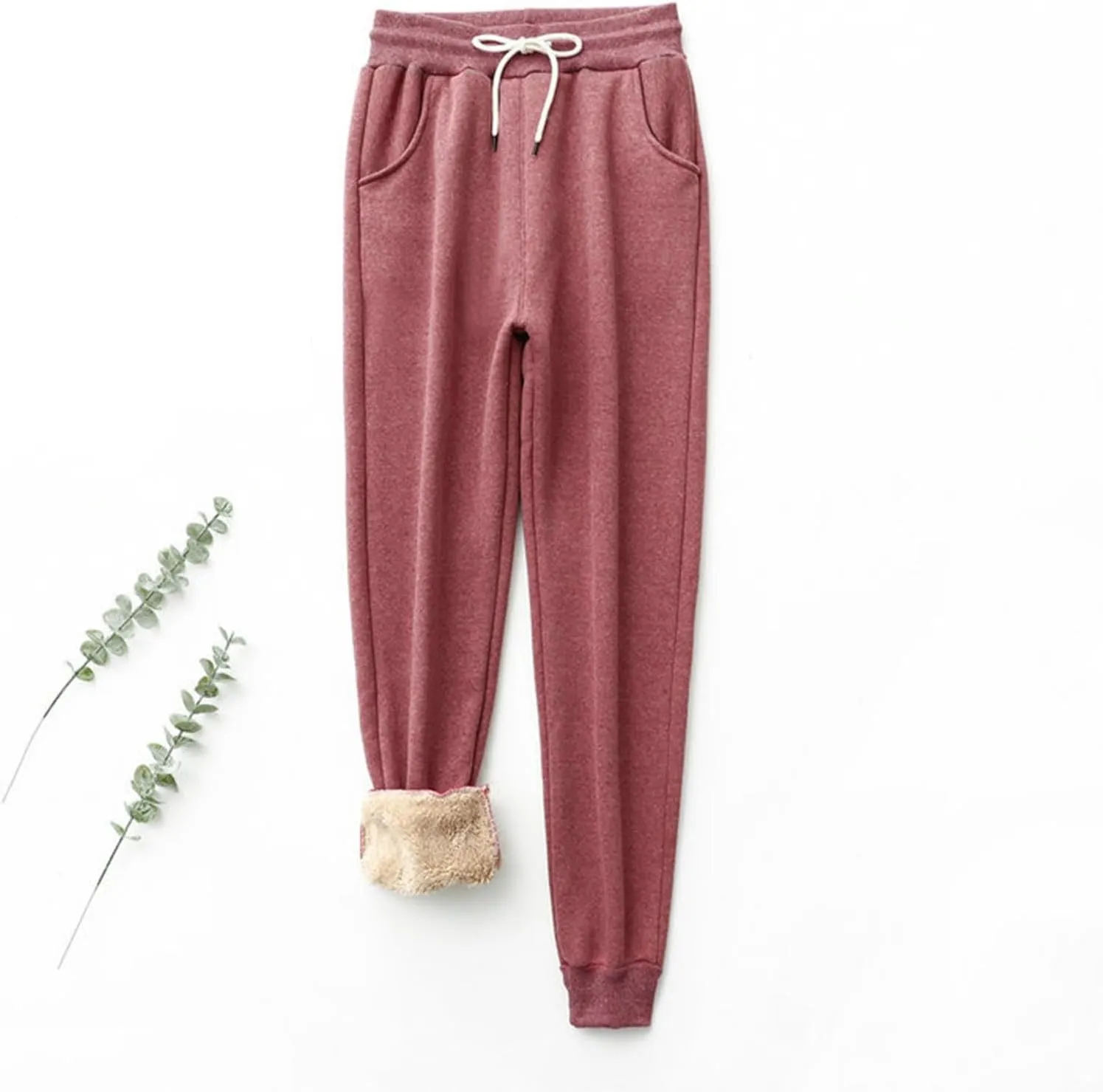 Womens Winter Pants Fleece Lined Sweatpants High Waisted Joggers Thermal Lounge Pants Comfy Athletic Pants Trousers