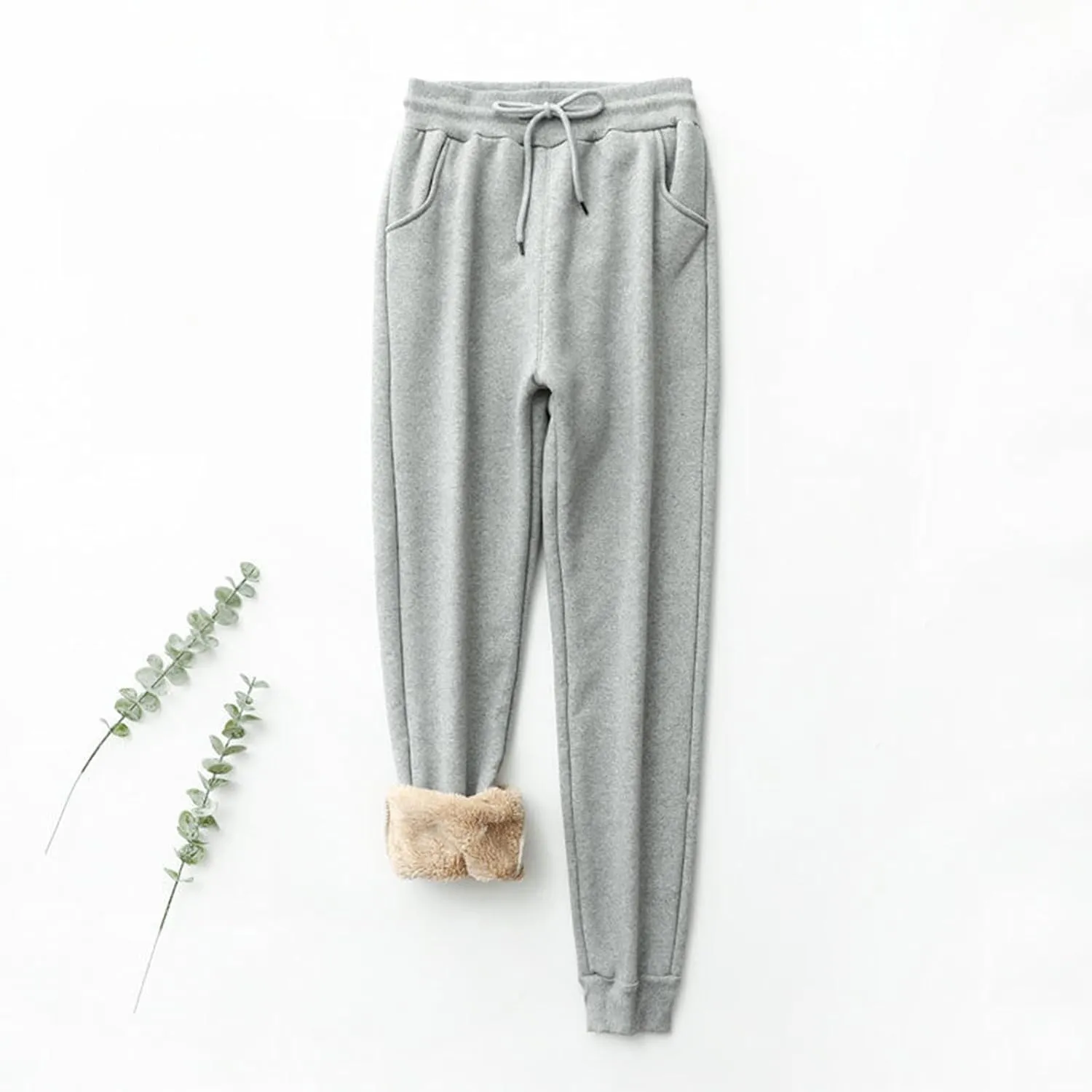 Womens Winter Pants Fleece Lined Sweatpants High Waisted Joggers Thermal Lounge Pants Comfy Athletic Pants Trousers