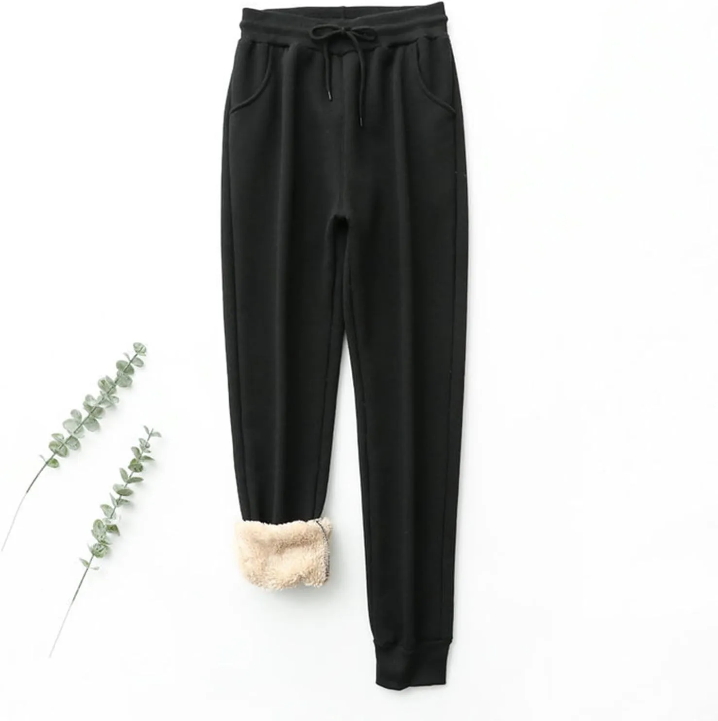 Womens Winter Pants Fleece Lined Sweatpants High Waisted Joggers Thermal Lounge Pants Comfy Athletic Pants Trousers