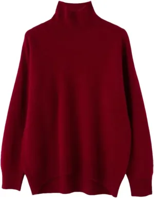 Women's Wool Sweater Turtleneck Loose Casual Knitted Jumpers Soft Oversized Pullovers