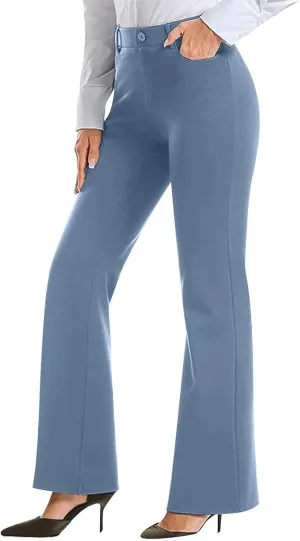 Womens Work Pants Business Casual Dress Pants Bootcut Trousers Pants with Pockets Ladies High Waisted Pants