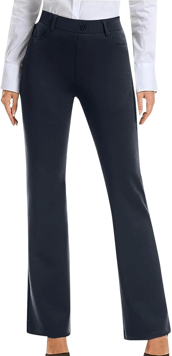Womens Work Pants Business Casual Dress Pants Bootcut Trousers Pants with Pockets Ladies High Waisted Pants