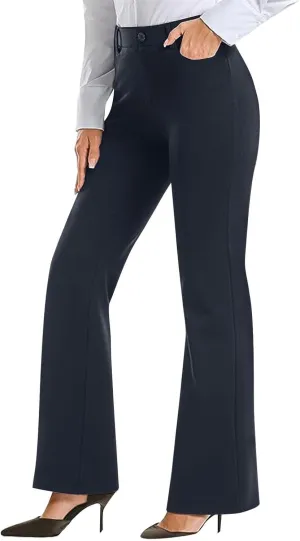 Womens Work Pants Business Casual Dress Pants Bootcut Trousers Pants with Pockets Ladies High Waisted Pants