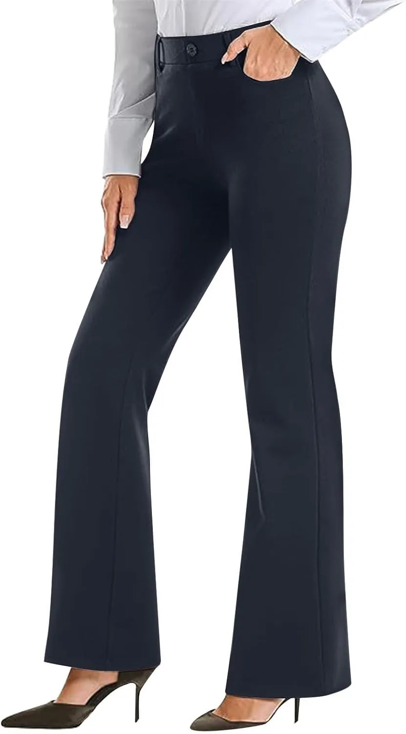 Womens Work Pants Business Casual Dress Pants Bootcut Trousers Pants with Pockets Ladies High Waisted Pants