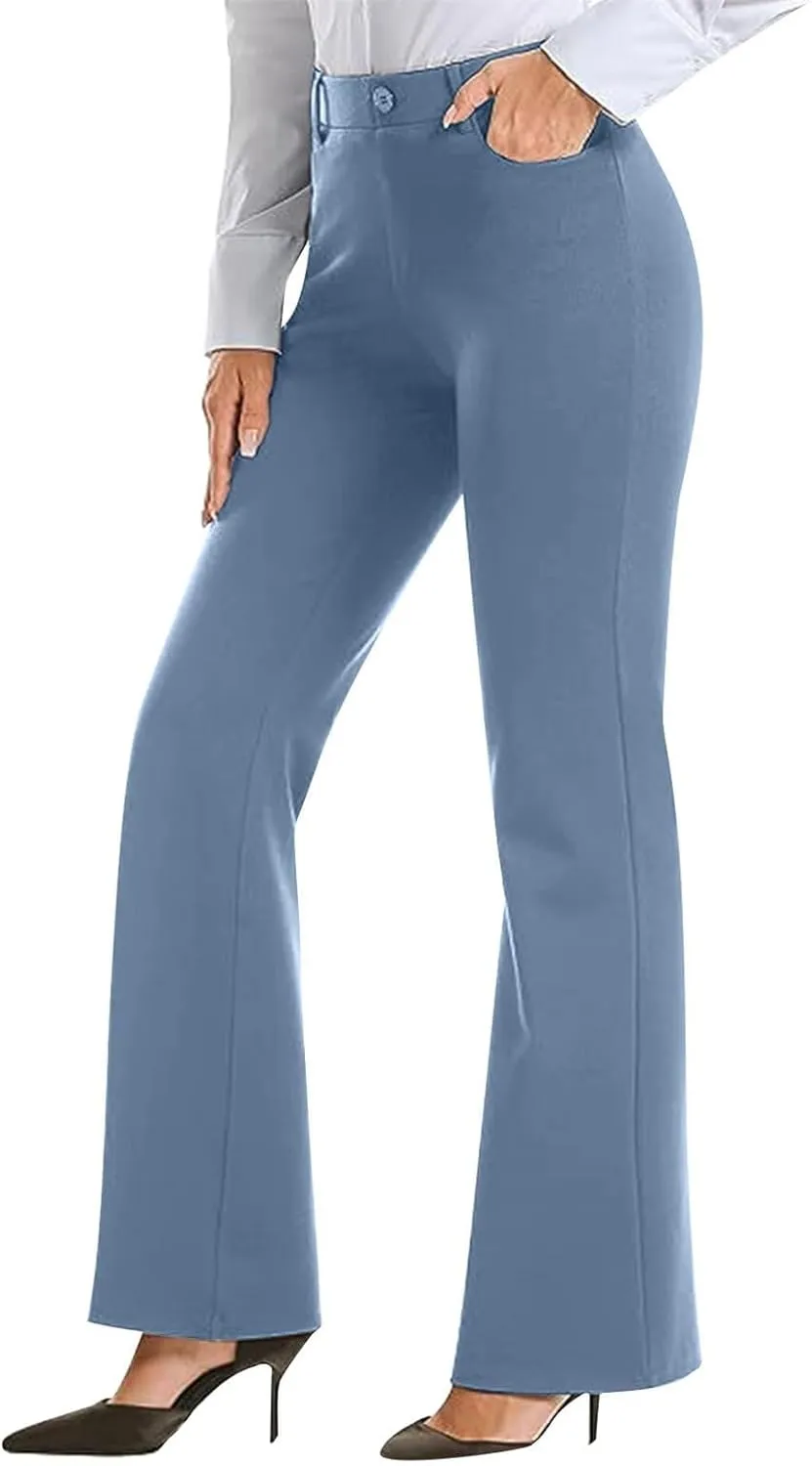 Womens Work Pants Business Casual Dress Pants Bootcut Trousers Pants with Pockets Ladies High Waisted Pants