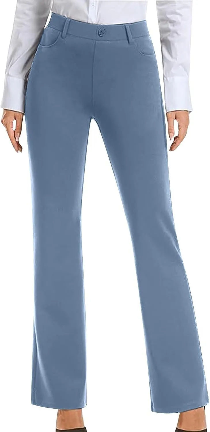 Womens Work Pants Business Casual Dress Pants Bootcut Trousers Pants with Pockets Ladies High Waisted Pants