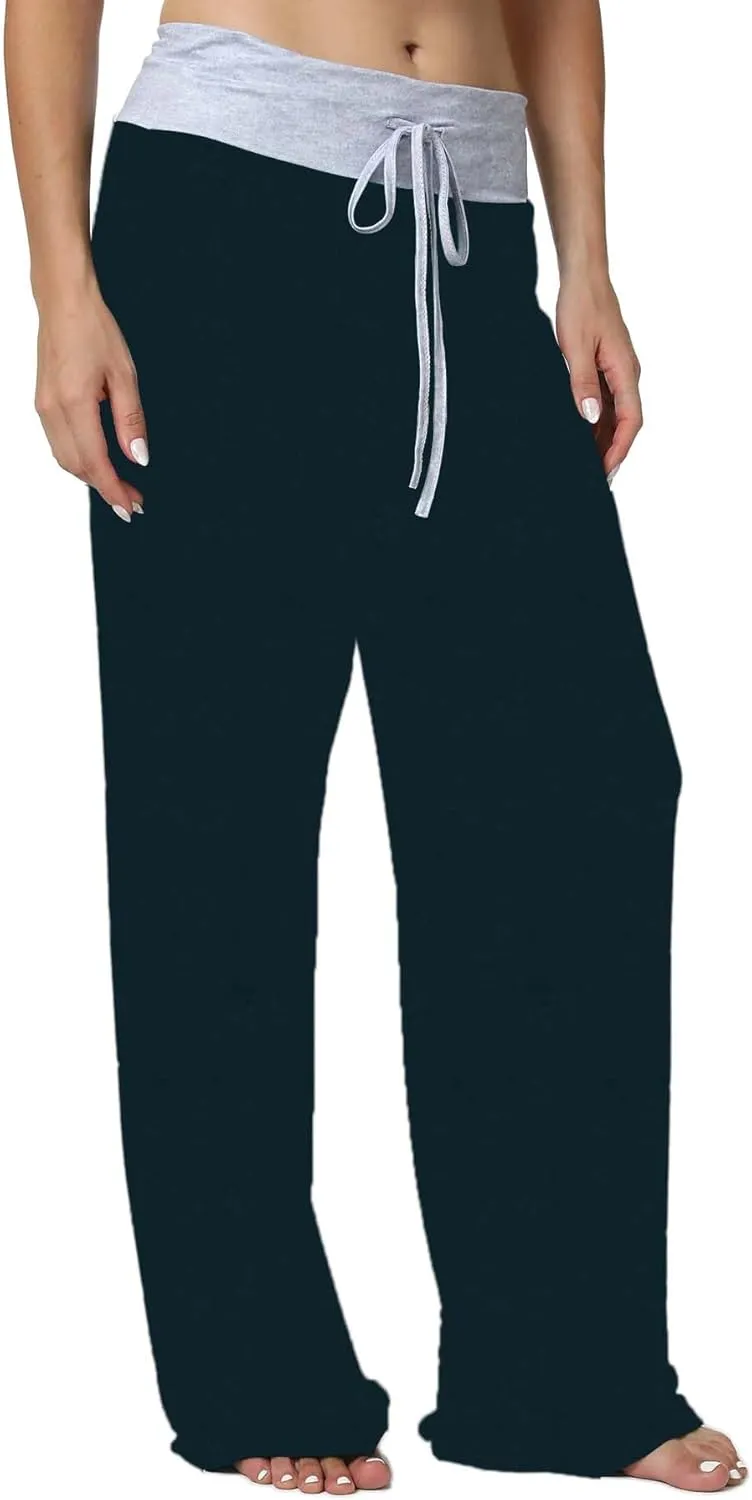 X-Image Women's Comfy Pajama Lounge Pants Floral Print Drawstring Jogger Wide Leg Athletic Pants