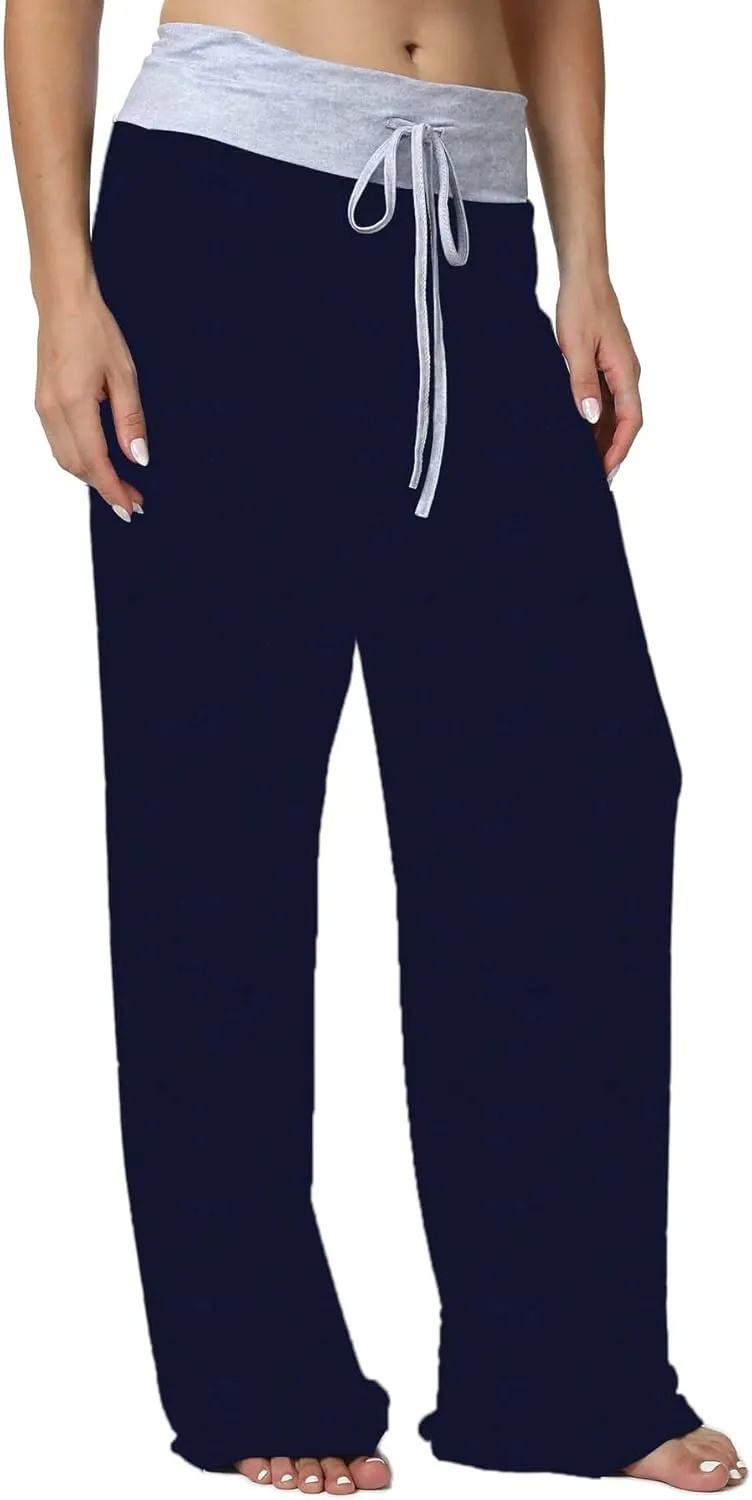 X-Image Women's Comfy Pajama Lounge Pants Floral Print Drawstring Jogger Wide Leg Athletic Pants
