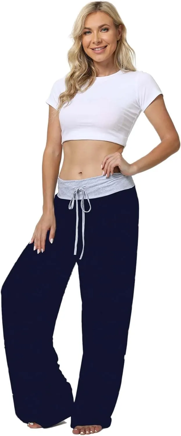 X-Image Women's Comfy Pajama Lounge Pants Floral Print Drawstring Jogger Wide Leg Athletic Pants