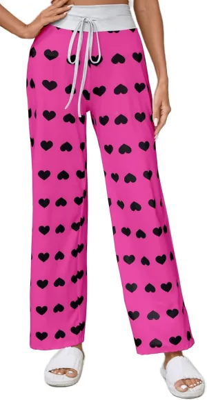 X-Image Women's Comfy Pajamas Drawstring Stretch Floral Print Long Wide Leg Lounge Pants