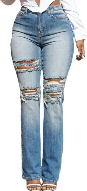 YOOTIKO Womens Skinny Ripped Jeans Y2k High Waisted Butt Lifting Distressed Stretch Denim Pants