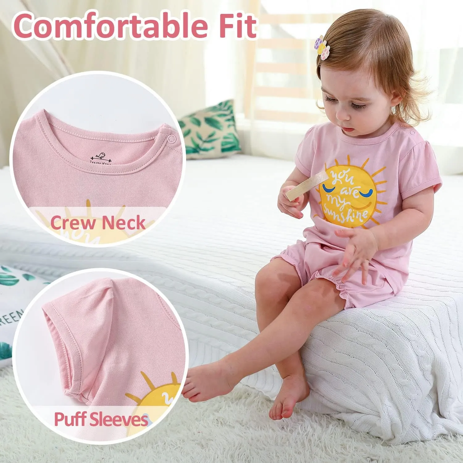 Zanie Kids Baby Toddler Pajamas for Girl and Boy Sleepwear Summer Pja Homewear Cotton