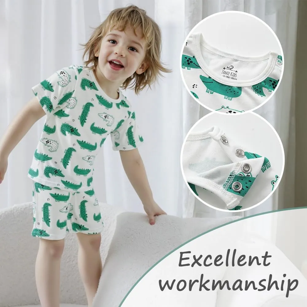 Zanie Kids Baby Toddler Pajamas for Girl and Boy Sleepwear Summer Pja Homewear Cotton