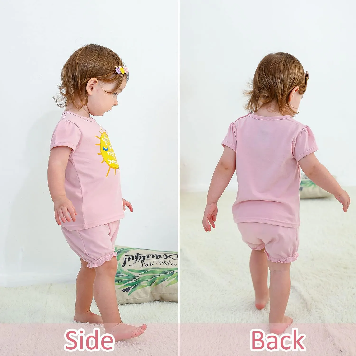 Zanie Kids Baby Toddler Pajamas for Girl and Boy Sleepwear Summer Pja Homewear Cotton