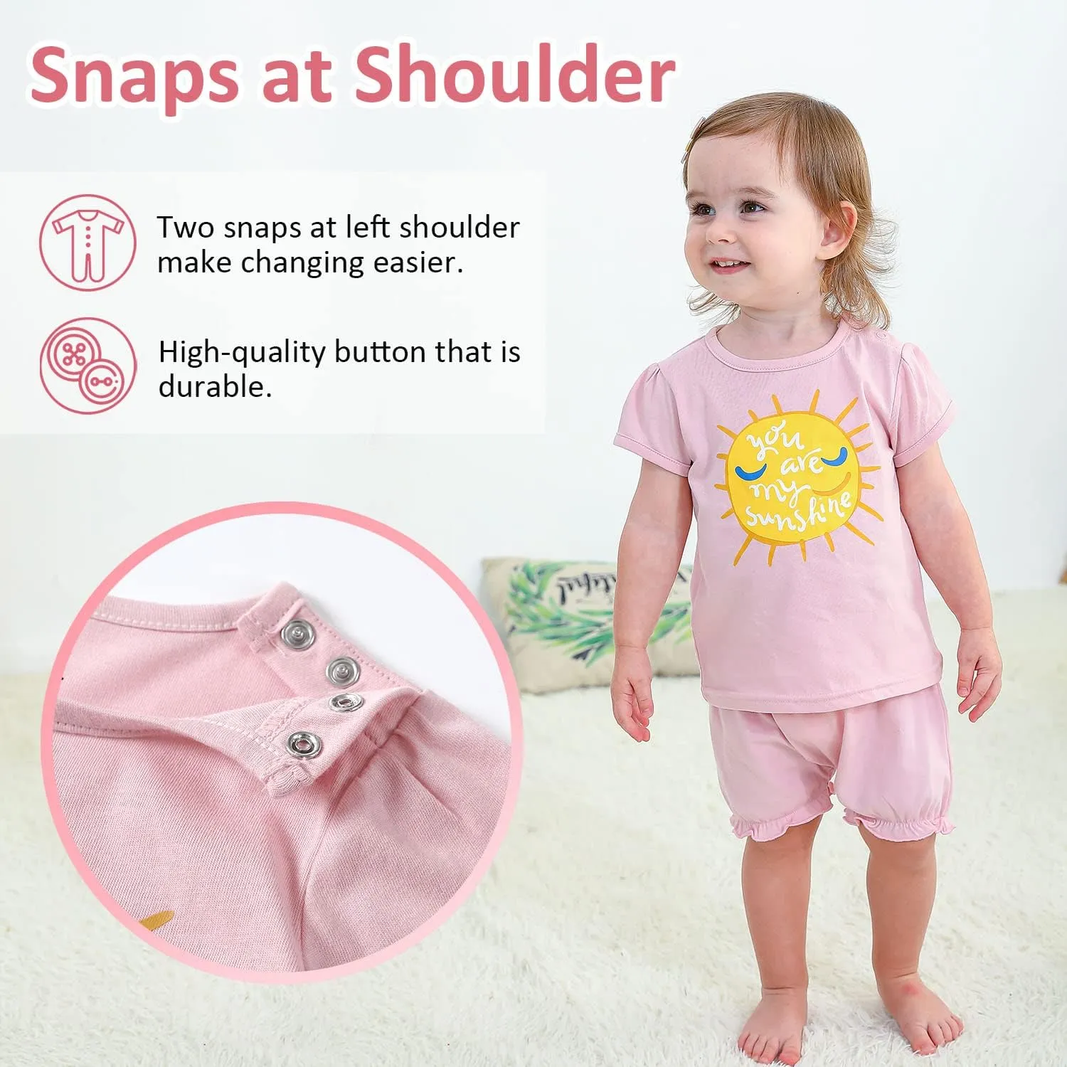 Zanie Kids Baby Toddler Pajamas for Girl and Boy Sleepwear Summer Pja Homewear Cotton