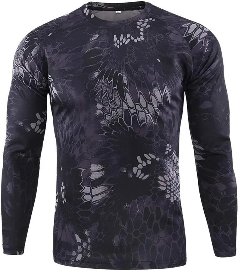 ZYXTIM Men's Dry-Fit Hiking Shirts Rash Guard Shirts Long Sleeve Camoflage Lightweight Active Sports Gym Workout Tee Shirts