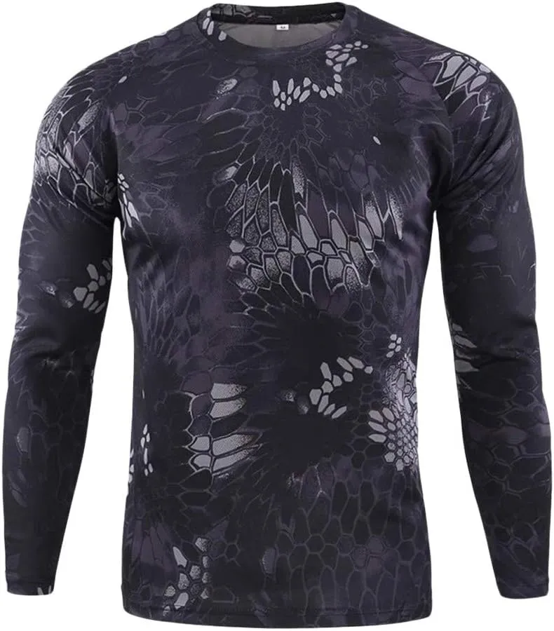 ZYXTIM Men's Dry-Fit Hiking Shirts Rash Guard Shirts Long Sleeve Camoflage Lightweight Active Sports Gym Workout Tee Shirts